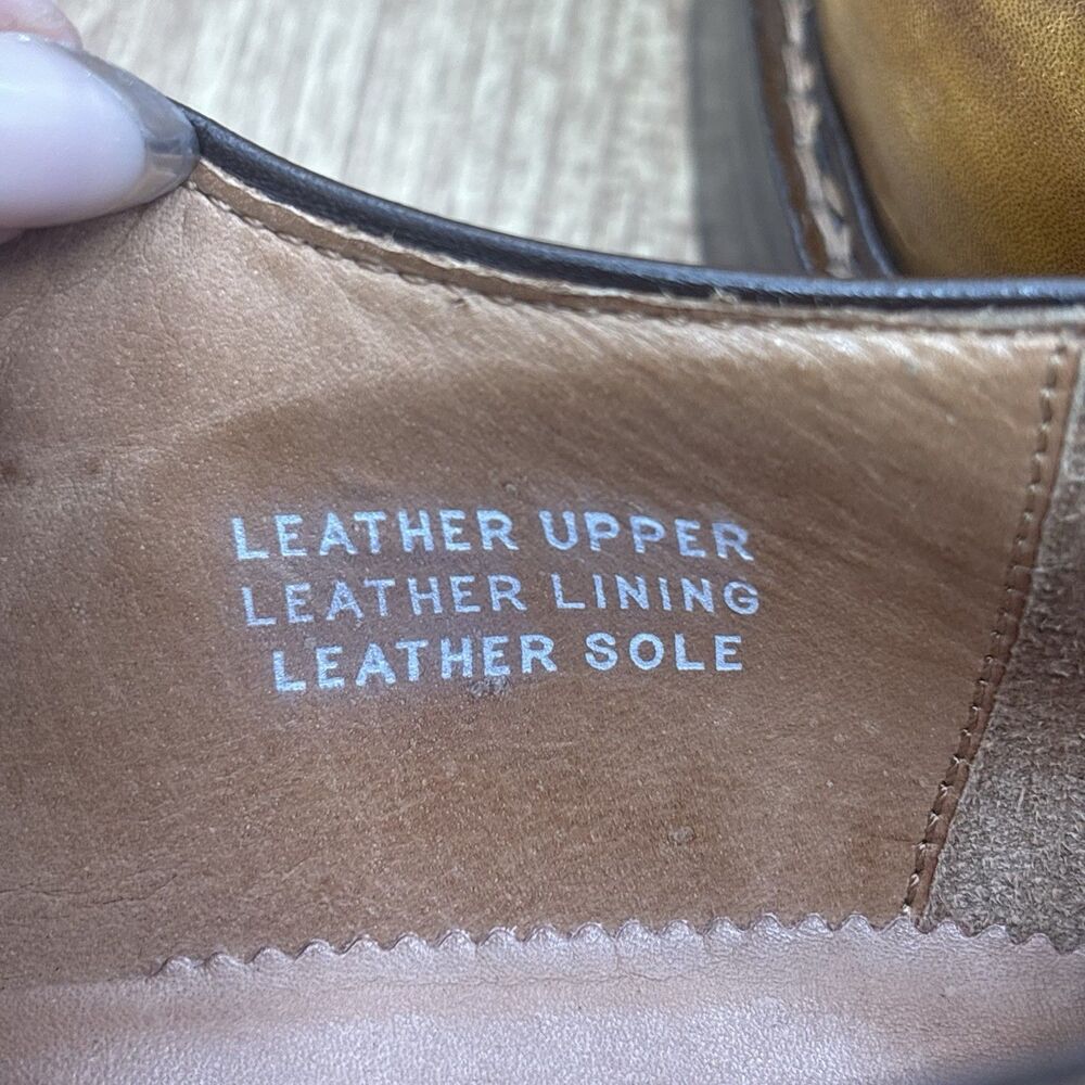 Soulier Men’s Dress Oxford Square Toe Leather Yellow Brown Italy EU 43 / Mens 10 - Picture 10 of 11